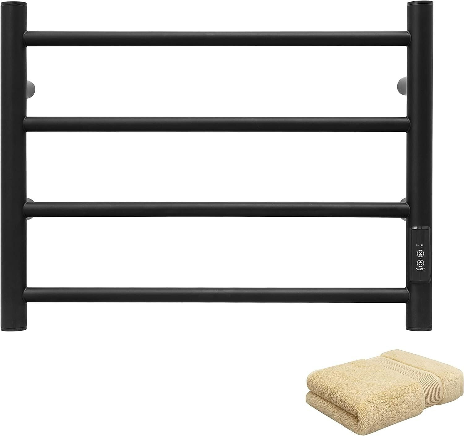 Towel Warmer Wall Mounted with Built-in Timer 4 Bars Electric Stainless Steel