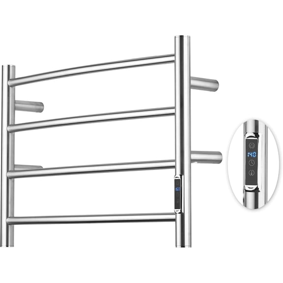 Towel Warmer with Built-in Timer for Bathroom Wall Mounted Bath Towel Heater Plug-in Electric Heated Towel Rack Brushed ETW29