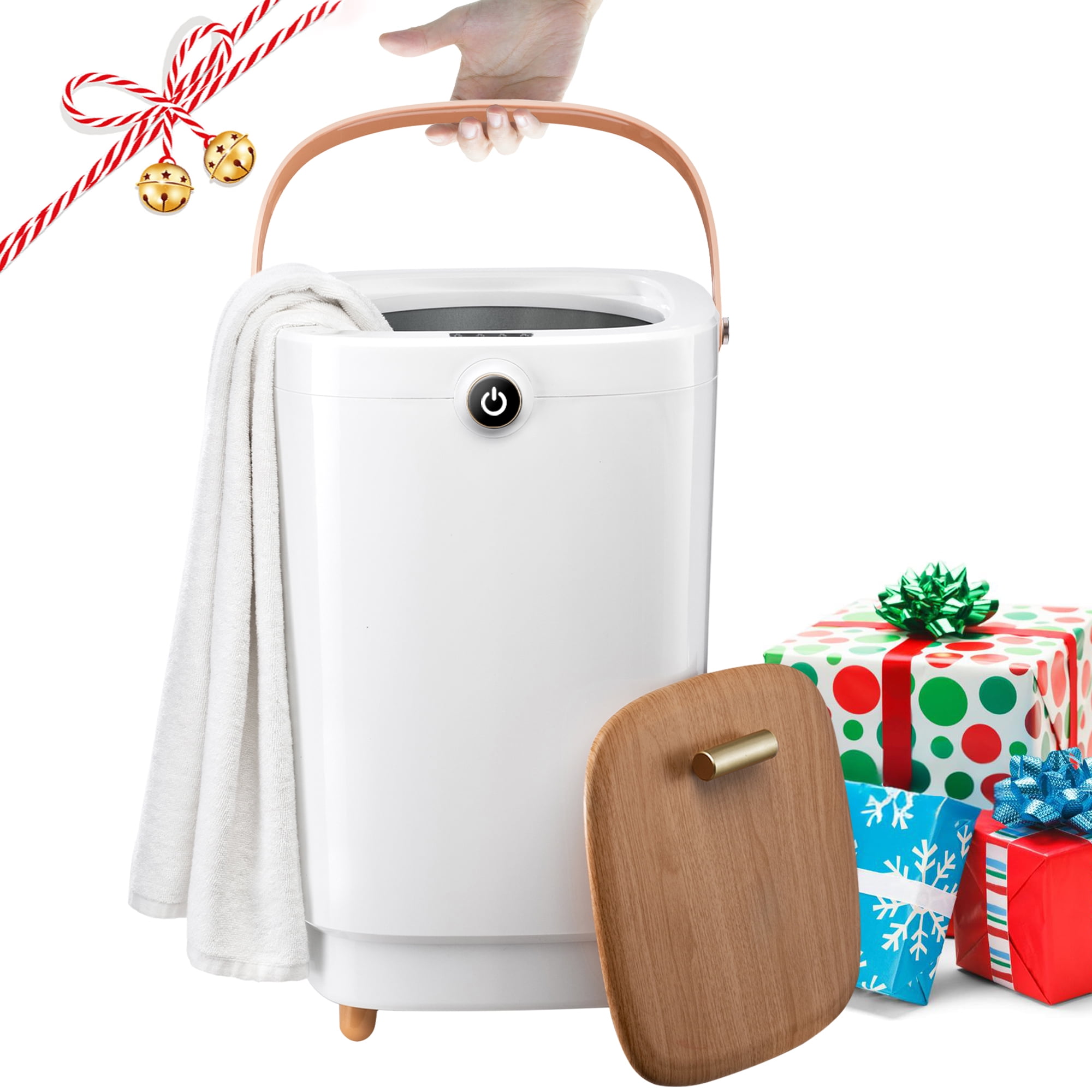 SLF Luxury Extra Large Bathroom Towel Warmer 20L Electric Hot Towel Bucket Fits Two 40 x70 Towels 18.5x13in White Walmart