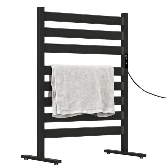 Towel Warmers for Bathroom, Heated Towel Racks, 8-Bar, Upgraded Extra-Wide Heating Area, Built-In Timer and Temperature Adjustment, Large Free-Standing Heated, black