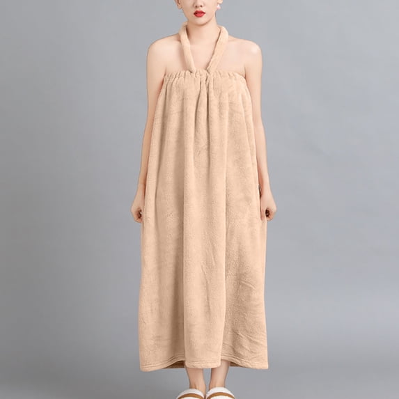 Towel Wrap for Women After Shower, Absorbent & Spa Bathrobes Lightweight Long Bathrobe Khaki One Size