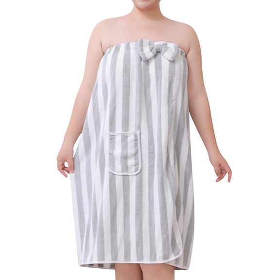 Towel Wrap for Women, Water Absorbent Fuzzy Bathrobes, Soft Spa Wrap Shower Towels with Pockets Ladies Nightgowns Cottons Gray One Size