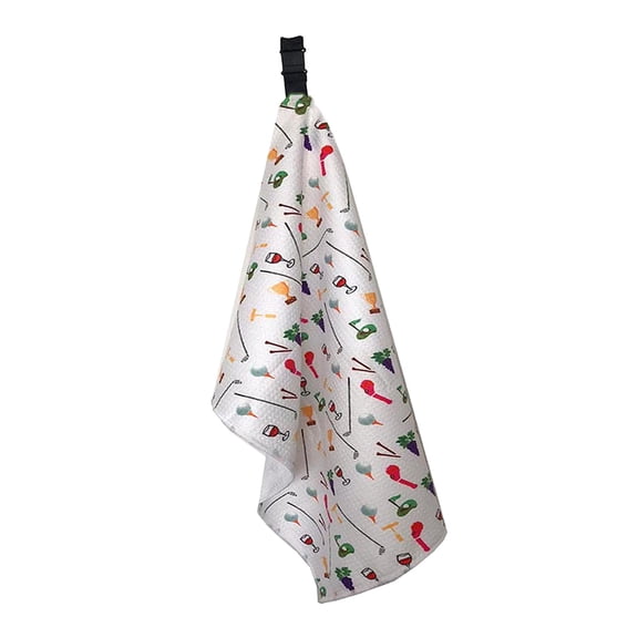 Towel for Golf Bag with Clip Microfiber Weave Pattern Golf Ball Cleaning Tool Absorb Sweat Golf Sports Accessories , Wine Glass