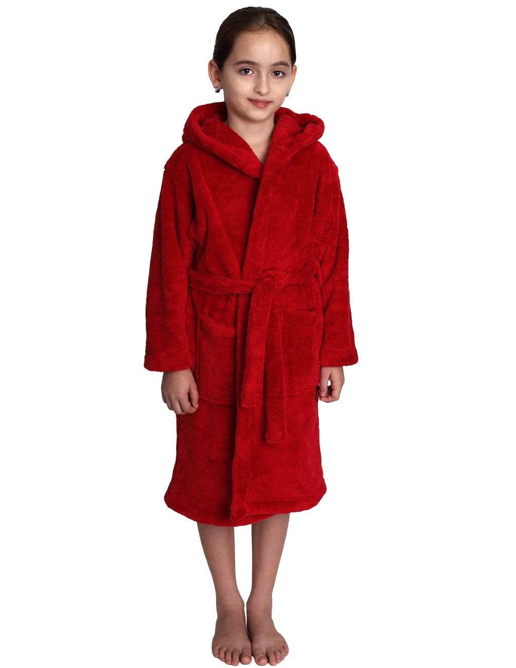 TowelSelections Big Girls Robe Kids Soft Plush Hooded Fleece Bathrobe Size 14 Lavender Walmart