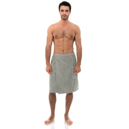 TowelSelections Men's Wrap Adjustable Cotton Terry Spa Shower Bath Gym Cover Up Small/Medium Belgian Block