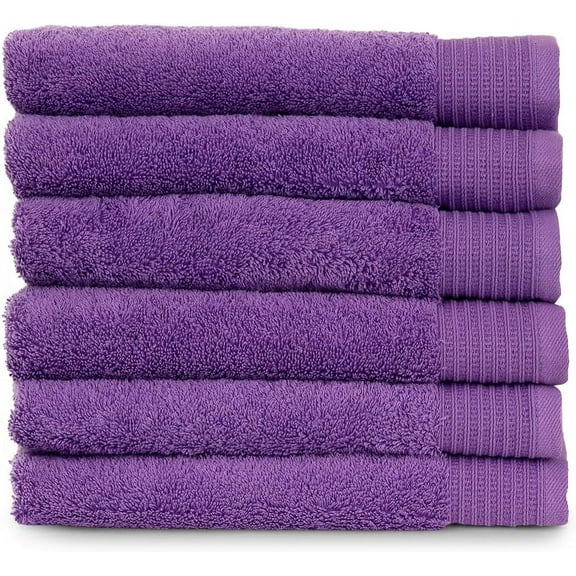 TowelSelections Organic Cotton Luxury Towels, Soft Absorbent 100% Organic Turkish Cotton, English Lavender, 6 Hand Towels