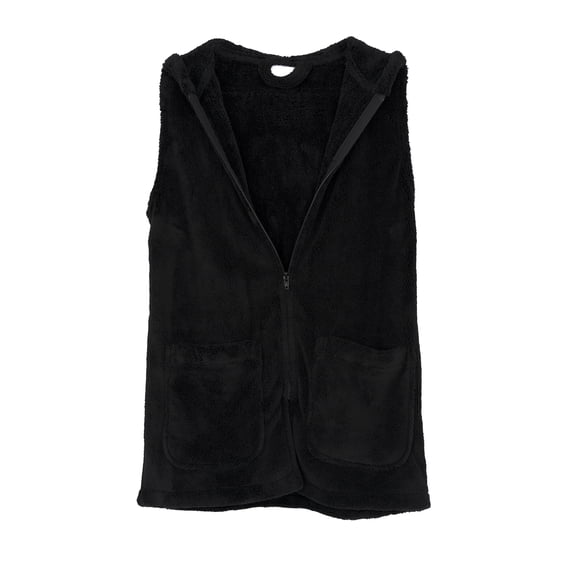 TowelSelections Women's Bed Jacket, Hooded Vest, Zip Front Cardigan Fleece Robe