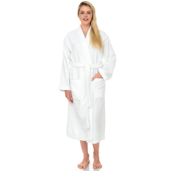 TowelSelections Women's Robe Cotton Terry Cloth Kimono Soft Bathrobe X-Small/Small White