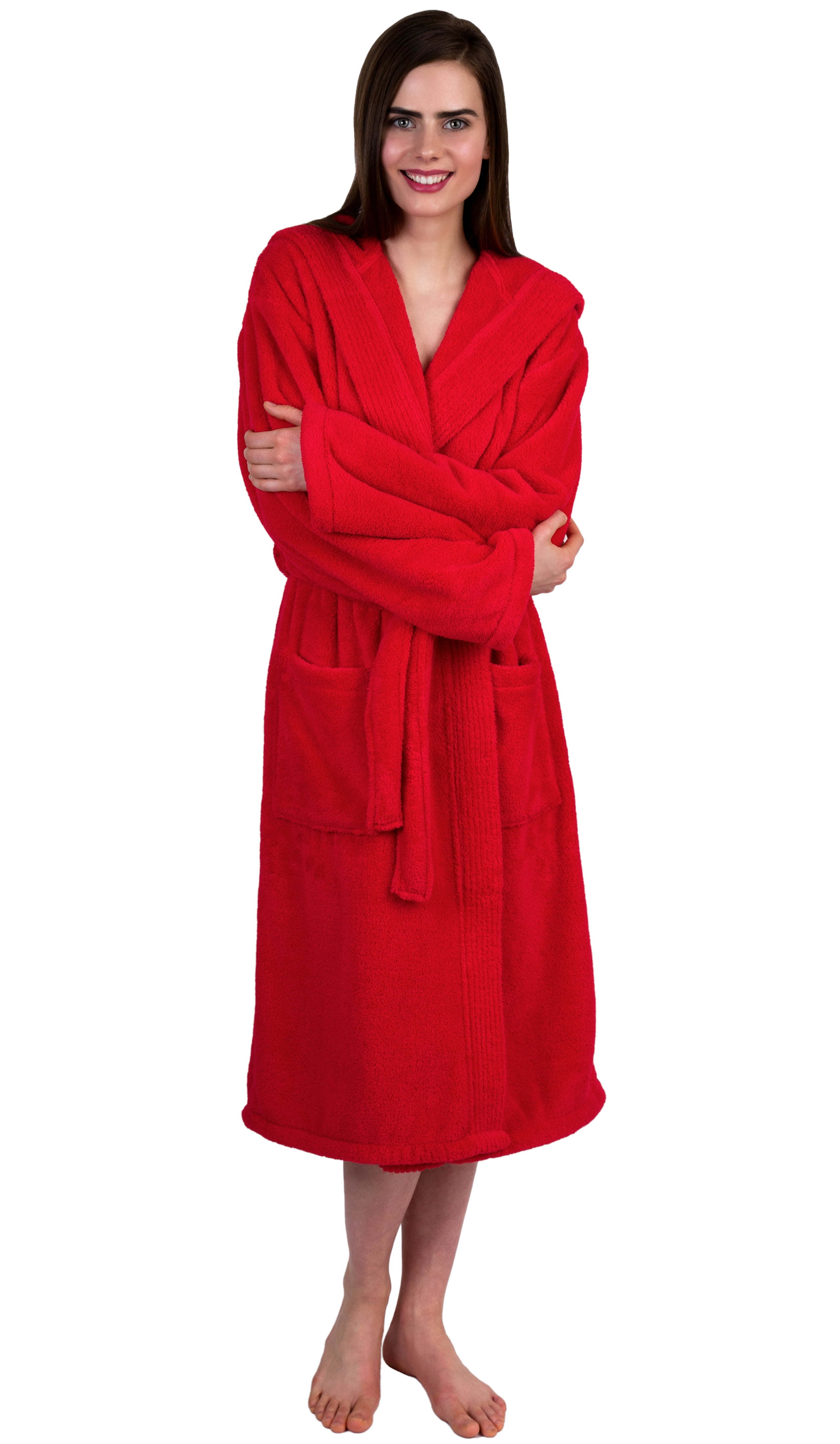 Bath Robe Small TowelSelections Women's Robe Soft Plush Fleece Hooded Spa Bathrobe ...