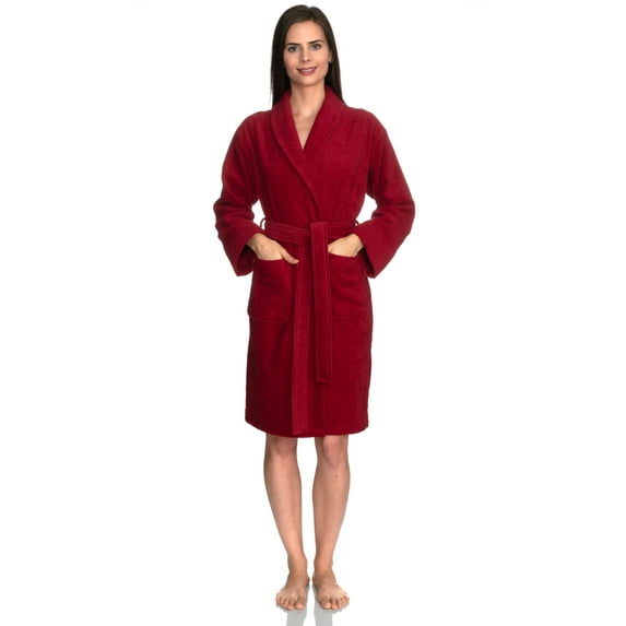 TowelSelections Women's Robe, Turkish Cotton Short Terry Bathrobe Medium American Beauty