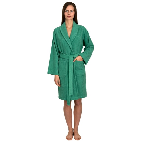 TowelSelections Women's Robe, Turkish Cotton Short Terry Bathrobe Medium Deep Mint