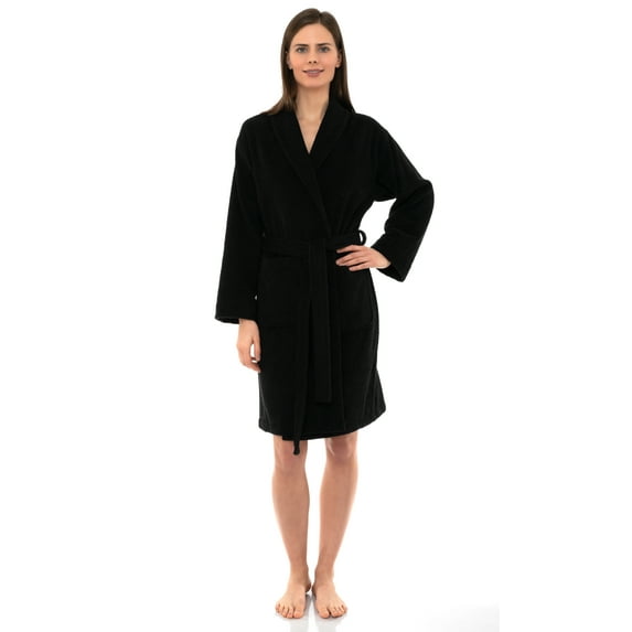 TowelSelections Women's Robe, Turkish Cotton Short Terry Bathrobe X-Small Moonless Night
