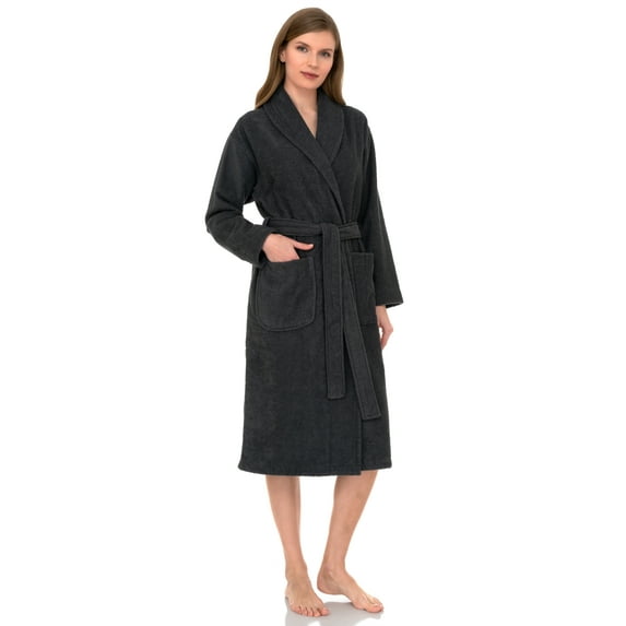 TowelSelections Women's Robe, Turkish Cotton Terry Shawl Bathrobe X-Large/XX-Large Charcoal
