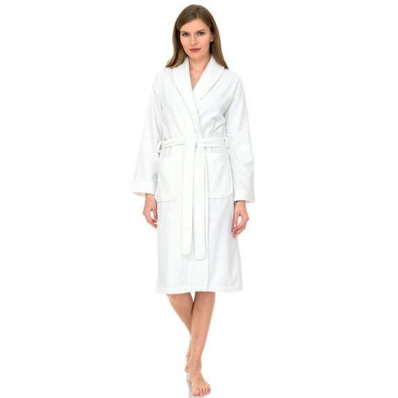 TowelSelections Women's Robe, Turkish Cotton Terry Shawl Bathrobe X-Large/XX-Large White