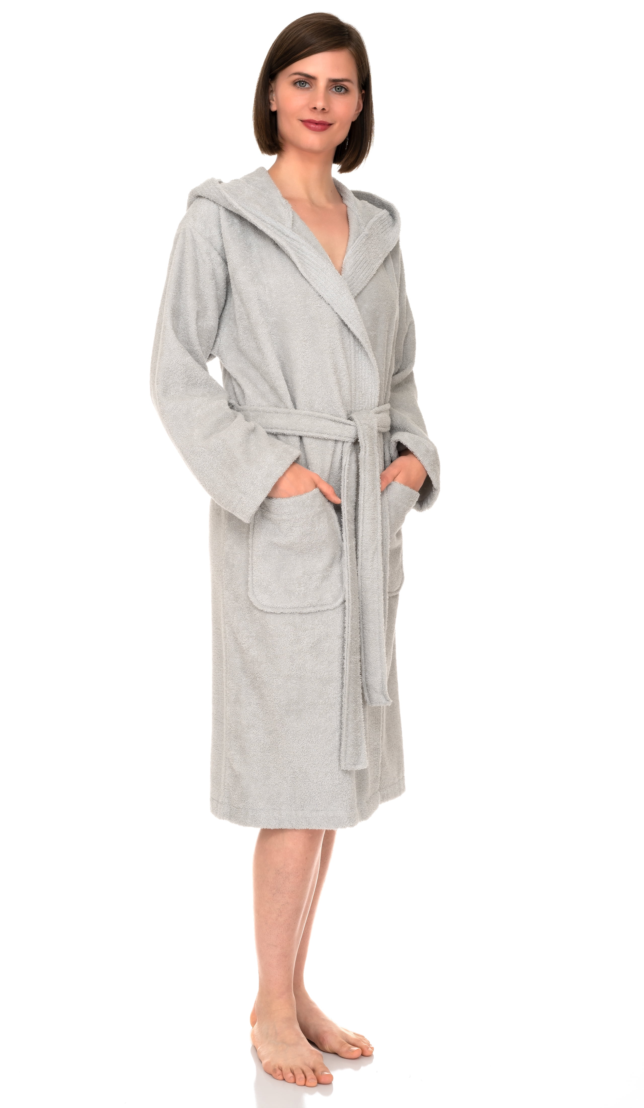 Gray Robe TowelSelections Womens Robe, Premium Cotton Hooded Bathrobe for Women ...