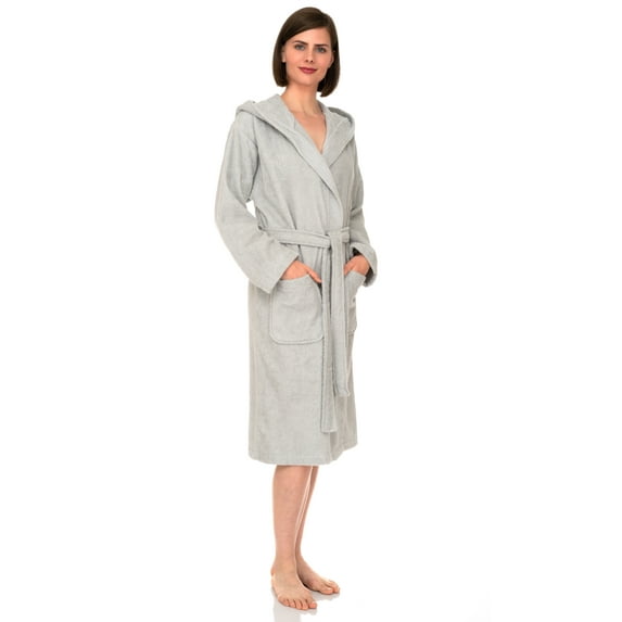 TowelSelections Womens Robe, Premium Cotton Hooded Bathrobe for Women, Soft Terry Cloth Robes for Women X-Large Glacier Gray