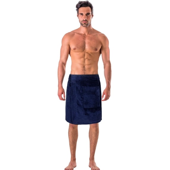 TowelSoft Premium Terry Velour Spa Wrap- Navy for Men