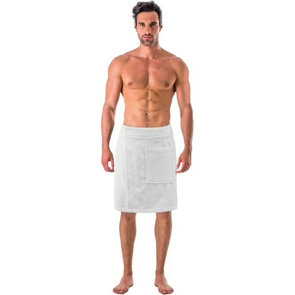 TowelSoft Premium Terry Velour Spa Wrap- White for Men