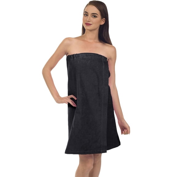 TowelSoft Women’s Premium Terry Velour Spa Wrap -Black, One Size
