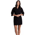 thumbnail image 1 of TowelSoft Women's Short Cotton Blend Waffle Kimono Black Bathrobe (One Size), 1 of 3