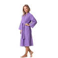 thumbnail image 1 of TowelSoft Women's Waffle Lilac Long Premium Cotton Blend Bathrobe (Medium), 1 of 5
