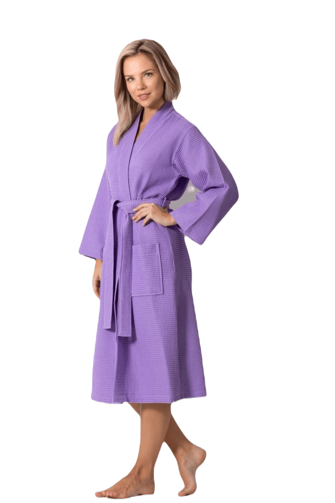Bath Robe Small TowelSoft Women's Waffle Lilac Long Premium Cotton Blend Bathrobe ...