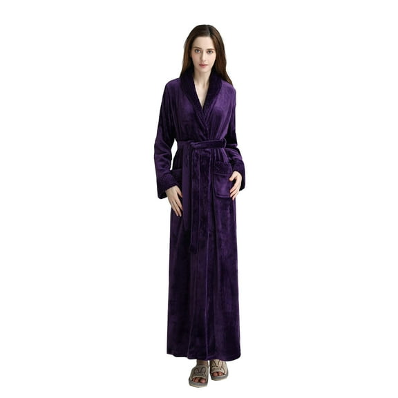 Towelling Towel Dressing Gown Warm Full Length Plus Size Flannel Bathrobe