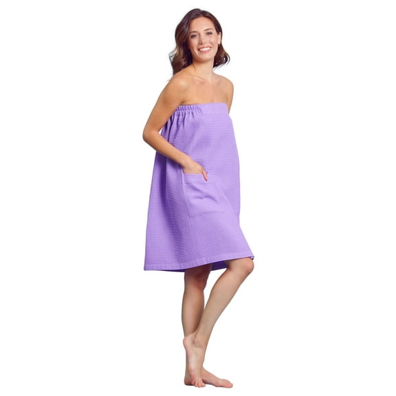 Towelnrobe Women's Waffle Spa/Bath Wrap - Soft, Light, and Comfortable with Adjustable Closure for Swift Drying