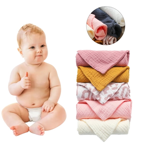 Towels,5 Pcs Cotton Square Towel Hand Washcloth Handkerchief Cloth Feeding Bib Burp Cloth Towel Soft Wash Cloth For Washing