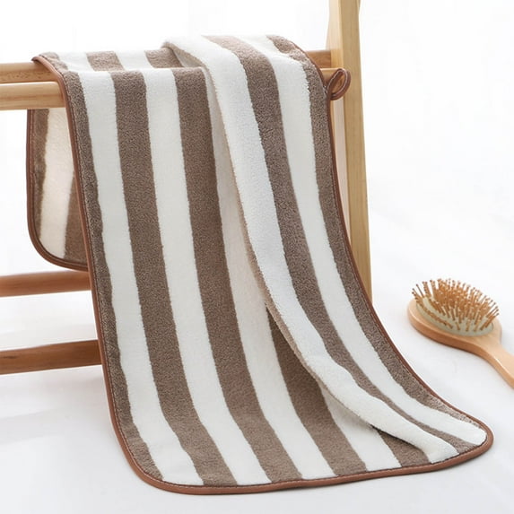 Towels, Bath Towels, 13.4x29.5in Hand Towels, Absorbent Viscose Stripe Towels, Fast Drying Salon Towel, Hair Towel Wrap for Women, Ideal for Everyday use (Coffee)