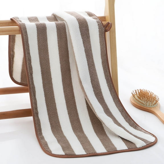 Towels, Bath Towels, 13.4x29.5in Hand Towels, Absorbent Viscose Stripe Towels, Fast Drying Salon Towel, Hair Towel Wrap for Women, Ideal for Everyday use (Coffee)