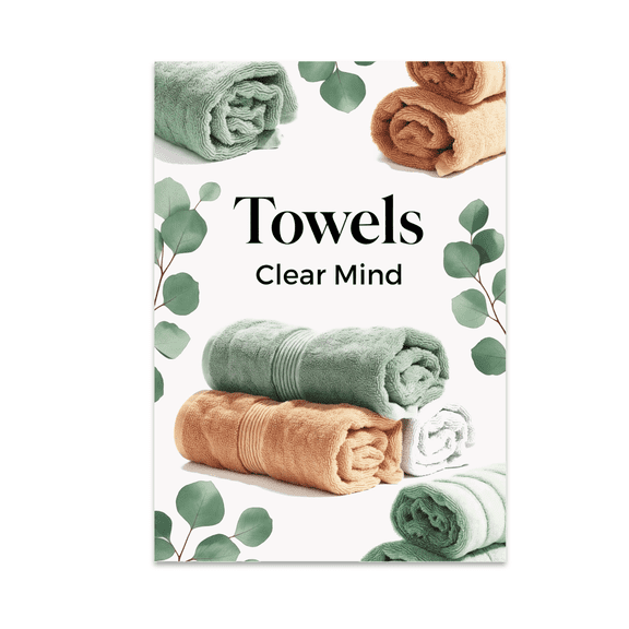 Towels Clear Mind Poster Print - Spa Bathroom Decor - 13x19 Glossy Artwork