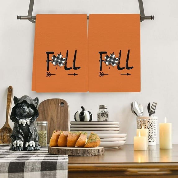 Towels Fall Kitchen Towels For Fall Decor Pumpkin Truck Buffalo Plaid Autumn Dish Towels 23.5x17.7 Inch Farmhouse Home Harvest Thanksgiving Decorations Hand Towel