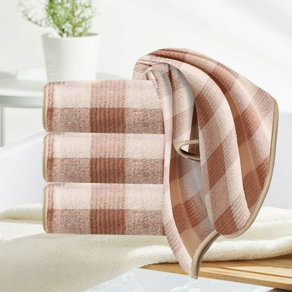 Towels For Bathroom Large Checkered Corals Fleece Quickly Drying Towel And Highly Absorbent Soft Warm And Comfortable Washcloths