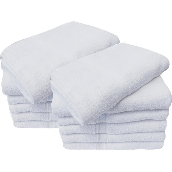 Towels N More 12 Pack 15X25 Hand Towels White Soft 100% Cotton Ring Spun Loops - Highly Absorbent and Quick Drying Premium Small Hand Towels Essentials - Ideal for Bathroom, Spa, and Gym