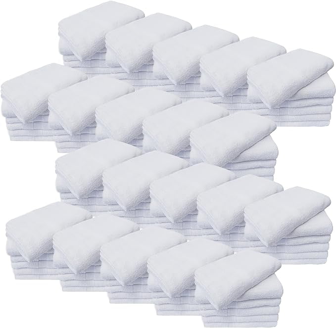 Towels N More 120 Pack 15X25 Hand Towels White Soft 100% Cotton Ring Spun Loops - Highly Absorbent and Quick Drying Premium Small Hand Towels Essentials - Ideal for Bathroom, Spa, and Gym