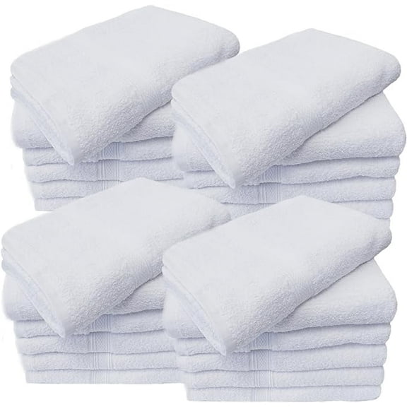 Towels N More 24 Pack 15X25 Hand Towels White Soft 100% Cotton Ring Spun Loops - Highly Absorbent and Quick Drying Premium Small Hand Towels Essentials - Ideal for Bathroom, Spa, and Gym