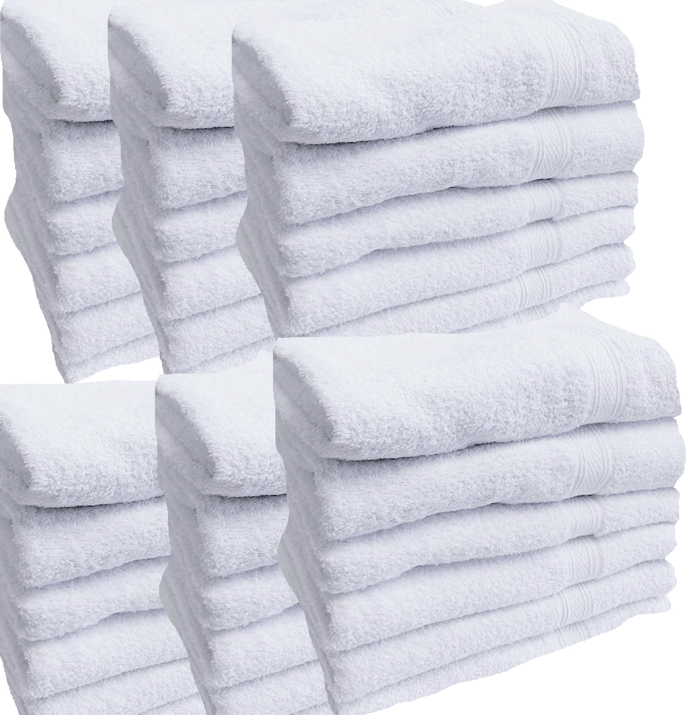Towels N More 20x40 Gym Towel Set, Lightweight Quick Drying Bath Towel - White, 60 Pcs
