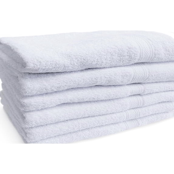 Towels N More 22x44 Gym Towel Set, Lightweight Quick Drying Bath Towel - White, 6 Pcs