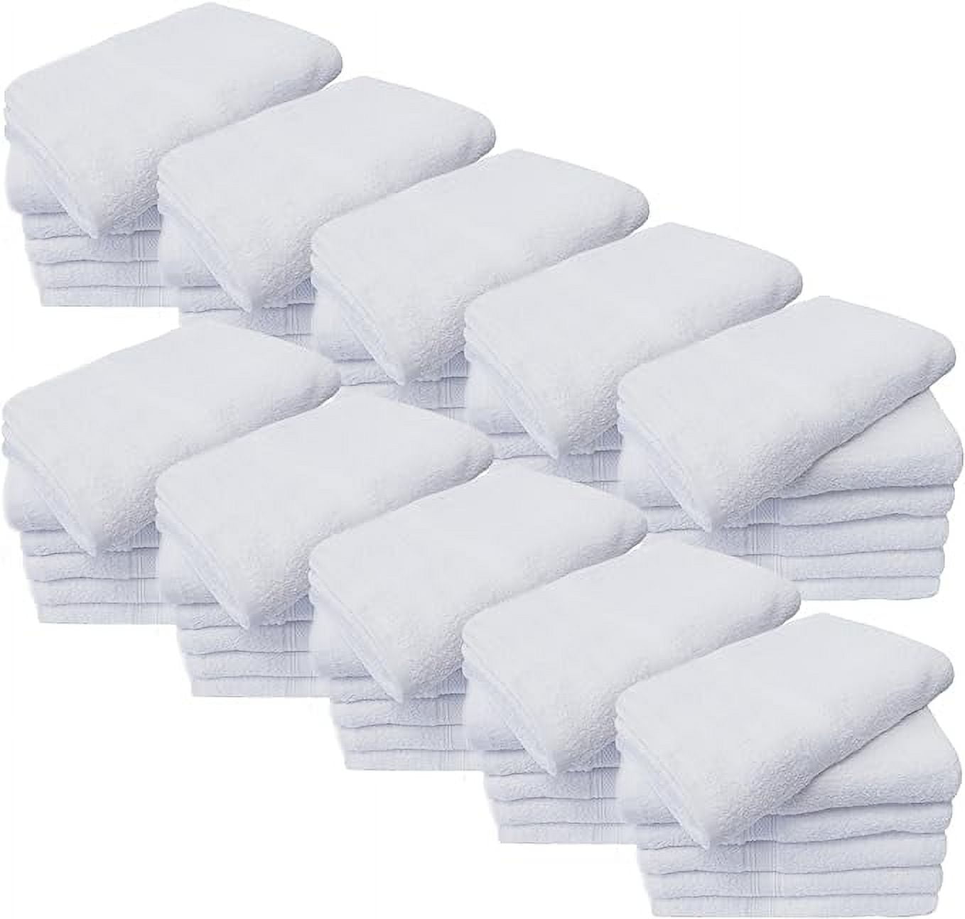 Towels N More 60 Pack 15X25 Hand Towels White Soft 100% Cotton Ring Spun Loops - Highly Absorbent and Quick Drying Premium Small Hand Towels Essentials - Ideal for Bathroom, Spa, and Gym