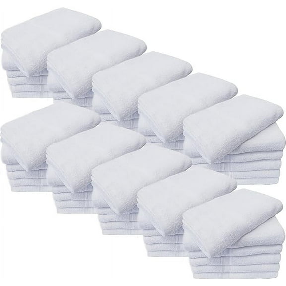 Towels N More 60 Pack 15X25 Hand Towels White Soft 100% Cotton Ring Spun Loops - Highly Absorbent and Quick Drying Premium Small Hand Towels Essentials - Ideal for Bathroom, Spa, and Gym