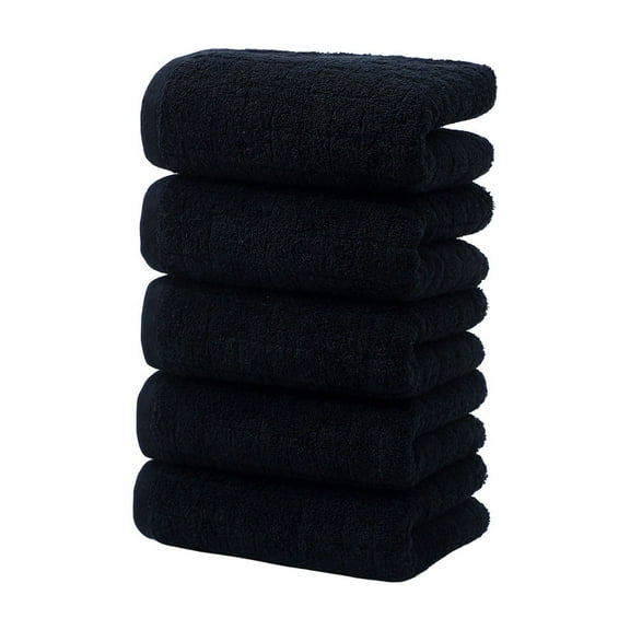 Towels Pack of 5, 100% Cotton, Highly Water Absorbent, Quick Dry Spa Face Towel for Salon, Hand, Gym, Bath, Spa and Home Hair Care (Black)