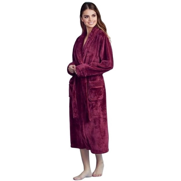Towelsoft PLH-RB-red-XL Women Plush Shawl Collar Robe, Fleece Bathrobe, Red - 2XL & One Size