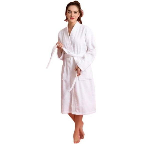 Towelsoft W-TRY-WH-SM Womens 100 Percent Cotton Terry SPA Bathrobe, White - Small & Medium