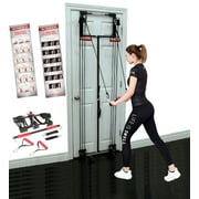 Tower 200 Door Gym نظام تدريب كامل للجسم الكامل - يشمل مقابض ، أحزمة كاحل ، شريط مستقيم ، DVD + مخطط تجريب معدات الصالة الرياضية المنزلية | تدريب اللياقة البدنية للجسم العلوي / السفلي