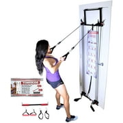 Tower 200 Door Gym Full Body Exercise Fitness Total Home Gym Workout System Strength Training with Straight Resistance Bar, DVD, Exercise Chart