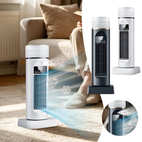 Tower AC Air Conditioning,Cold Air Fan,Climatiseur Portable Silencieux,Quiet Oscillating Bladerless Cooler with Remote Control and Water Tank,6 Speed Humidifier for Bedroom