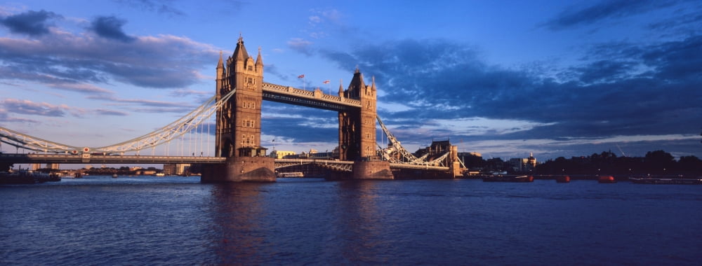 Tower Bridge At Sunset LondonEnglandUk Canvas Art - Marc Jackson Design Pics (25 x 9)