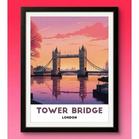 Tower Bridge At Sunset Poster - Iconic London Landmark Art Print Home Decor Vintage Art Print Cute Birthday Gift Wall Art