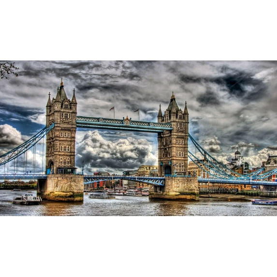 Tower Bridge Canvas Art Landscape Picture Wall Art Framed Painting Wall Decor For Home Office Bedroom Reeady to Hang
